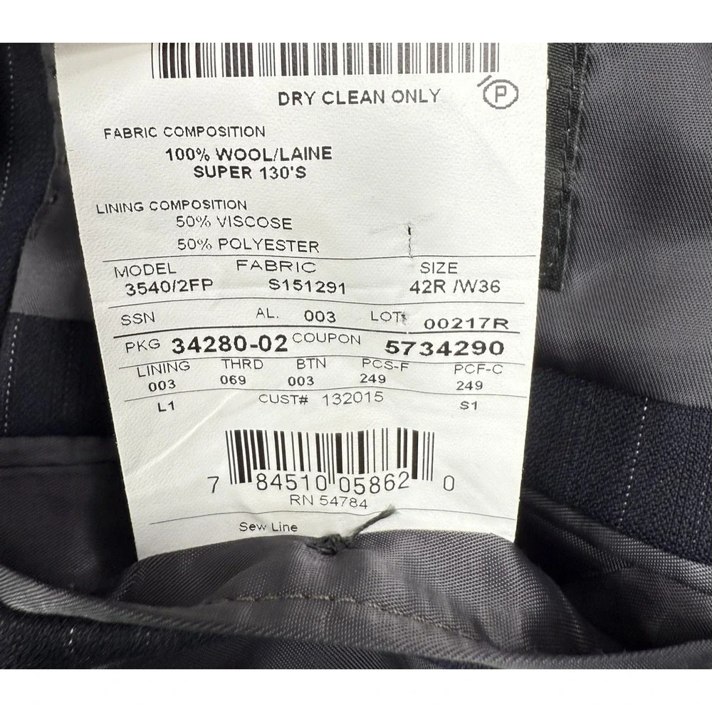 Saks Fifth Avenue Blazer Mens 42R Black Striped Super 130s Wool Loro‎ Piana Coat